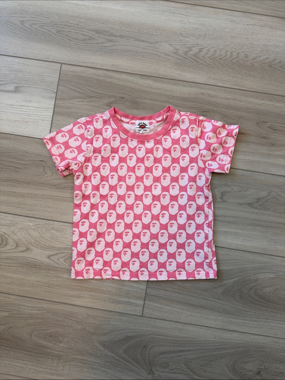 A Bathing Ape Bape baby Kids Pink Graphic Tee - All-Over Pattern